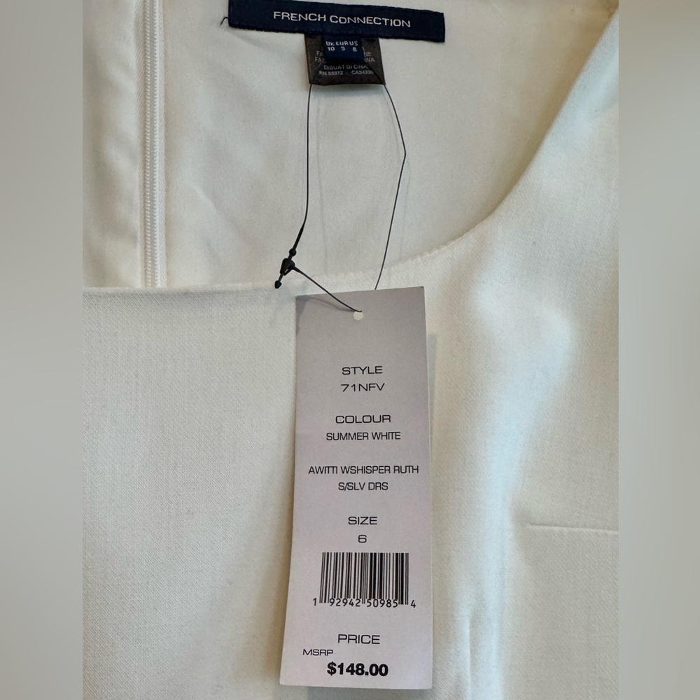 French Connection Awitti Whisper Ruth Dress Short Sleeve White Women’s Size 6 - Picture 3 of 13